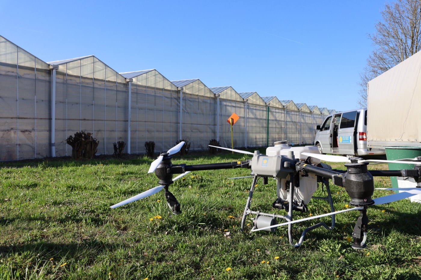 Greenhouse shading by drone